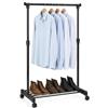 MECSAL CASALINGHI Appendiabiti con Ruote ad Asta Singola, Stand Porta Abiti in Metallo ad Altezza Regolabile 90-160 cm, Base Portascarpe, per Camera, Guardaroba e Lavanderia, Nero, 80 x 41 cm