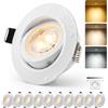 HOMEOW Faretti LED da Incasso 230V Metal Ø68mm - 80mm Dimmerabile 10 Pezzi | Faretti Neri IP44 for Bagno, Orientabili Luce Calda / Natural / Fredda,3000K 4000K 6000K,Dimmerabile in continuo