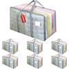 Dntorx 6 pezzi da 102 l di grandi dimensioni con coperchio, pieghevoli, trasparenti, con chiusura lampo, per trasloco, campeggio, biancheria da letto
