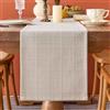 Qryflly Runner da Tavolo Moderno Lavabile Runner Tavola 30 x 240 cm Beige | Quadri Tessuto Lino Cotone Rustica Centro Tavola Decorazioni per Letto Morbido Decorazione da Tavolo in Cucina
