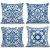 NymphFable Set di 4 Federe Cuscino Chinoiserie Blu Bianco 45 x 45 cm, Porcellana Fiori Velluto Federe Decorative per Divano Poltrona Camera da Letto