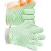 AUAUY Guanti da Forno,Guanti da Forno in Silicone Impermeabili,Verde Chiaro | 446°F Antiscivolo Guanti Resistenti al Calore, Guanti da Cucina Lunghi, per Cucinare, Barbecue, Cottura al Forno