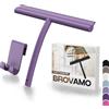 Brovamo Tergicristallo doccia con supporto, senza fori, senza aloni, per porte in vetro, in silicone, per bagno, finestre, specchi, colore: viola