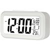 Jsdoin Batteria Digitale Sveglia con Ampio Display a LED e Temperatura, Luminosa Notturna, Snooze, Sistema 12/24 Ore, Data, Calendario, per Camera da letto Comodino, Casa, Ufficio, Cucina/Bianco