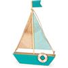 Logbuch-Verlag Veliero decorativo legno: barca a vela arredamento tema mare, decorazioni nautiche bagno soggiorno, soprammobile stile marino con salvagente e bandiera, oggettistica casa mare, 15 x 4 x 21 cm