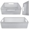 KADAX Scatola portaoggetti 33 x 26 x 8 cm, cestino portaoggetti in plastica, cestino per la conservazione, contenitore dal design moderno (grigio chiaro)