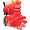 AUAUY Guanti da Forno, Guanti da Forno in Silicone Impermeabili, Rosso | 446°F Antiscivolo Guanti Resistenti al Calore, Guanti da Cucina Lunghi, per Cucinare, Barbecue, Cottura al Forno