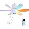 UEXEDO Ventilatore da Soffitto LED con Luce RGB Regolabile, Lampada Ventilatore da Soffitto E27, Interfaccia con Telecomando e Altoparlante Bluetooth, 3 Velocità 3 Timer, Plafoniera Ventilatore per Soggiorno