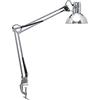 MAUL Lampada da tavolo MAULstudy argento morsetto E27 orientabile | fissaggio salvaspazio al bordo, braccio doppio flessibile, luce direzionabile sul lavoro, stile cromato elegante