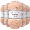 Utopia Crafts Velvet Lux Chenille Super Soft Chunky Yarn for Knitting and Crochet 5x 100g (Apricot Bloom)