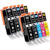 Tinnee 10X PGI-525 CLI-526 Cartucce Compatibili per Cartucce Canon MG6250 Canon 525XL 526XL PGI-525XL CLI-526XL per Pixma IX6550 MX715 MX885 IP4850 IP4950 IP6550 MG5120 MG5150 MG6150 MG6250 MG8150