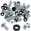 Lumonic Dadi della gabbia M6 | Set completo da 50 pezzi argento | Viti per rack con disco antigraffio | per armadio di rete da 19 e 10 pollici pannello patch per armadio server