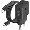 ropotec Caricatore rapido per originale Samsung 25W EP-T2510 + cavo USB-C/C nero