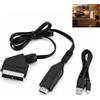 Ihteyuo Convertitore da SCART a HDMI, convertitore da SCART a HDMI, adattatore 1080P con cavo di alimentazione USB, convertitore di segnale video audio per monitor HDTV, proiettore, compatibile con VHS DVD