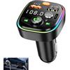 Ihteyuo Trasmettitore FM per auto, Bluetooth, trasmettitore FM Bluetooth, vivavoce, 3 in 1, adattatore radio, ricarica rapida, PD 18 W e tipo C 12-24 V, Hi-Fi stereo basso, compatibile con smartphone e tablet