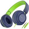 AILIHEN C8 Cuffie Cablate Con Microfono Cuffie On-Ear Pieghevoli e Regolabili Controllo Volume Audio Stereo HD Jack Da 3,5 mm Per Chromebook, Laptop, Smartphone, Studio, Ufficio, Viaggi(Blu Verde)