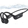 Guudsoud Cuffie da nuoto, IP68, impermeabili, a conduzione ossea, con memoria da 32 GB, lettore MP3, Bluetooth 6.1 e MP3, doppia modalità, auricolari wireless aperti per sport, sport subacquei, per corsa