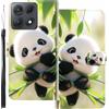 WUACYEAMING Custodia Compatibile con Motorola Edge 70 Max,con Slot Carte PU Pelle Portafoglio Libro Case Antiurto Bumper Motivo Magnetica Flip Protettiva Resistente panda