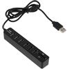 HOUDERCO Hub USB Multifunzione Nero in Abs 6 Porte e Lettore Schede Tfsd, Espansione Interfacce Resistente e Portatile per Laptop e Computer
