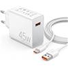 Migrand Caricatore 45W per Xiaomi, Cavo USB-C 2M, Ricarica Rapida