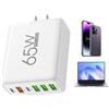 LearnLyrics Caricabatterie Multiporta USB, Stazione di Ricarica USB Multiporta, Caricatore USB, 6 Porte | 4 Porte USB E 2 Porte Di Tipo C, Adattatore Di Ricarica Porta 65 W, Stazione Di Ricarica A Parete