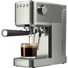 EVVO Caffettiera Express Intensa, Pressione 20 bar, Corpo in Acciaio, Espressi e Capuccini, 1350 W, Doppia uscita, Portafiltri, Serbatoio da 1,2 l, Riscaldamento Rapido (Steel, Senza Manometro)