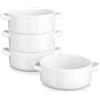 MALACASA Set di 4 Ciotole con Manici in Porcellana, 800 ml (19,8 x 6,5 cm), Grandi Ciotole da Zuppa e Portata per Ramen, Cereali, Risotto, Pasta, Adatte a Microonde e Forno, Bianche