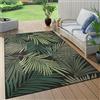 Paco Home Tappeto Cucina Da Esterno Salotto Moderno Balcone Terrazo Con Palme Giungla Motivo Floreale Motivo Boho Verde, Dimensione:160x230 cm, Colore:Nero