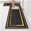 ZZDXL Tappeto Cucina Oro Nero Tappeti Tappeto Cucina Antiscivolo Lavabile Tappetino Tappeti da Cucina Moderno Lungo Tappeti Bagno Zerbino