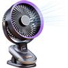Befocus Ventilatore portatile a clip a 5 velocità, ventilatore da tavolo da 25,4 cm con oscillazione automatica a 90° e timer, montaggio a parete/scrivania 3 in 1 piccoli ventilatori con display e luce