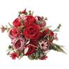 Springwillfly - Bouquet di Rose Peonia Artificiali in Seta, Disegni Floreali per Matrimoni, Feste e Decorazioni per la Casa (Rosso)