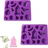 Bustlwor Halloween Stampo in silicone per Cappelli da Strega, Cioccolato Teschio Stampo In Silicone, per Cioccolato, Gelatina (Viola)