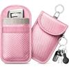 caslord 2 Borse Keyless Go Protection Chiave per Auto | Protettiva Keyless Go in Pelle | con 4 portachiavi | RFID Blocker Portachiavi | S 11.5 x 7.5 cm | Rosa