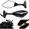 MISS MOLY Specchietto Retrovisore per Moto con Indicatore di Direzione a LED Indicatore di Freccia Per CBR GSXR YZF(Nero Lucido + Lente Trasparente)
