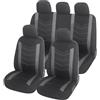 Upgrade4cars Coprisedili Set Universale Auto Grigio Nero Completo | Per sedili anteriori & posteriori | Inodore & antiscivolo | Adatto a tutte le stagioni | Qualità collaudata