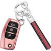 Koaudb Cover Chiave Auto per Ford Accessori 3 pulsanti, oro rosa