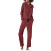 Amazon Essentials Set pigiama in flanella di pantaloni e camicia con bottoni frontali a maniche lunghe Donna, Nero Rosso Buffalo Plaid Mini, L
