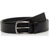 Calvin Klein Uomo Cintura Round Buckle 3,5 cm in Pelle, Nero (Black/Antique Silver), 125 cm