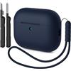AOTUAO Custodia Compatibile con AirPods Pro 3 Case Cover, Case Protettiva Antiurto in Silicone per AirPods Pro 3a Generazione Custodia con Kit di Pulizia e Silicone Lanyar, Midnight Blue