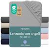 Twinzen Lenzuola Letto Bambino 70x190/200 cm - 100% Cotone Jersey, Grigio - Oeko Tex Certificato - Lenzuolo Con Angoli Bambino