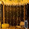 A.bigwhale 200 LED Tenda Luminosa 3 x 2 m, Tenda Luci Natale Esterno Interno, Catena Luminosa Tenda Interna 8 Modalità per Natale Decorazione Pareti Finestre Matrimoni Feste Balcone Compleanni