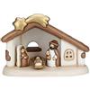 THUN - Presepe Completo Set Capanna: Sacra Famiglia - Versione Bianca - Statuine Presepe Classico - Ceramica - 37x27x26,2 cm