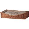 e-wicker24 Alles aus Weide Cesta per cani e gatti in vimini cuccia per cani e gatti cuccia per gatti con cuscino, cestino per animali intrecciato, rettangolare, 80 x 50 cm, H10/18