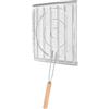 CAXUSD Griglia Barbecue Pieghevole in Acciaio Inox Argento per Uso Domestico | 1 Pezzo, Manico in Legno, Pulizia Semplice, Adatta a Barbecue All'aperto e Preparazione in Cucina
