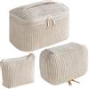 JSTHHTT 3 Pezzi Beauty Case da Viaggio Donna, Borsa da Toilette in velluto a coste, Grande Capacità per Il Trucco Beauty Case, Borsa Toilette per Toiletries, Cosmetici, Accessori ed Essenziali Viaggio