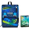 SJ GANG STYLE JAM GANG Seven Zaino Doppio Scomparto Estensibile Seven, Blu, Schienale Preformato, Bambino Scuola + Diario Datato 12 Mesi, 13,6 x 18,3 cm, 352 Pagine