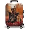 LNXSESN Copri Valigia Gatto Cane Rosso Coprivaligia Elastica Copri Valigia Media Lavabile Anti-Graffio Luggage Cover con Cerniera Coprivaligia Media Riusabile Per 22-25 Pollici