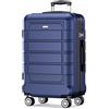 SHOWKOO Valigia Rigida 76 cm Leggera. ABS+PC Espandibile Resistente. Valige Trolley da Viaggio con Chiusura TSA e 4 Ruote Doppie, Blu -XL
