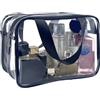 Zvn Zojne Beauty case trasparente - Beauty case trasparente | Borsa da viaggio trasparente con doppia cerniera | Astuccio impermeabile con cerniera con manico | Organizer portatile trasparente per cosmetici per