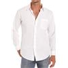 iClosam Camicia Lino Uomo Manica Lunga Elegante Estiva Camicia Uomo Casual con Bottoni Tinta Unita Traspirante